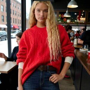 NEW!!! AMERICAN EAGLE SOFT CABLE KNIT SWEATER - COLOR CHERRY (RED) - SIZE XL